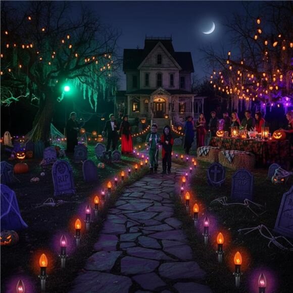 Halloween Pathway Lights Outdoor,10 Pack Halloween Party Decor Stake Lights - Picture 5 of 8